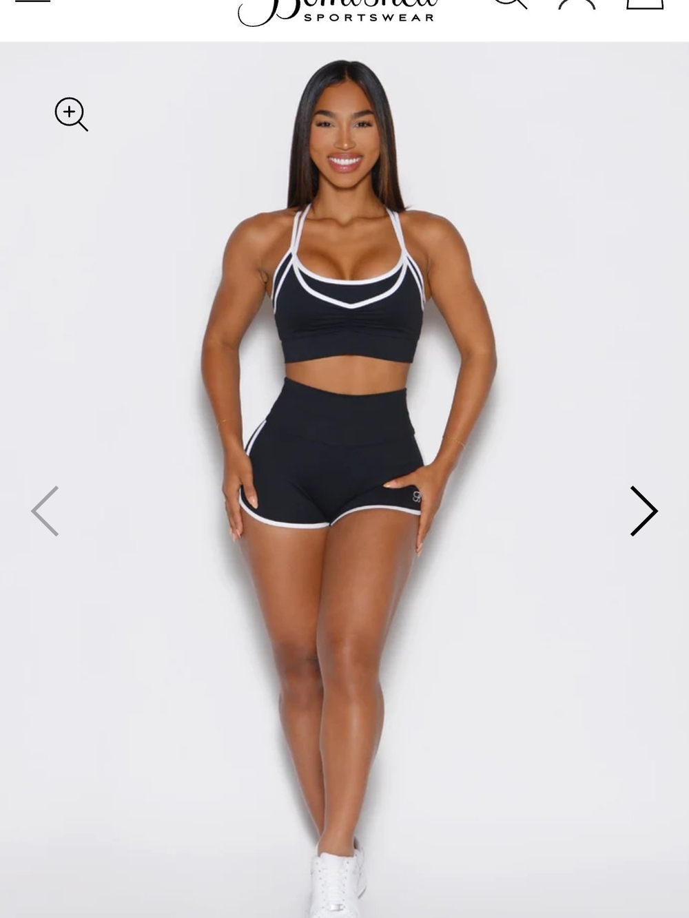 Bombshell Sportswear Black Bike Shorts with White Trim - Picture 2 of 5